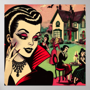 Niedliche Retro Goth Vampire Comic Poster