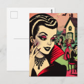 Niedliche Retro Goth Vampire Comic Postkarte (Vorne/Hinten)