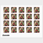 Niedliche Retro Goth Vampire Comic Quadratischer Aufkleber (Blatt)