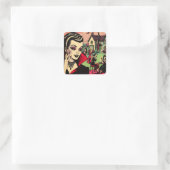 Niedliche Retro Goth Vampire Comic Quadratischer Aufkleber (Tasche)