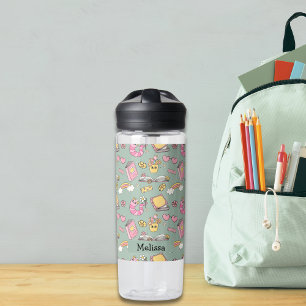 Niedliche Retro Groovy Pink Green Books Blume Trinkflasche