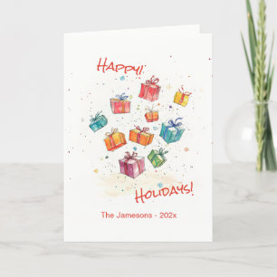 Niedliche Retro Happy Holidays Faltkarte Feiertagskarte