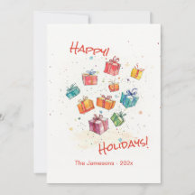 Niedliche Retro Happy Holidays Flat Card