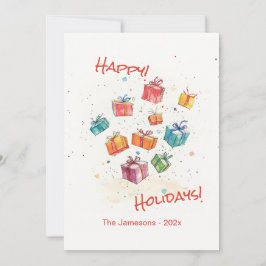 Niedliche Retro Happy Holidays Flat Card Feiertagskarte