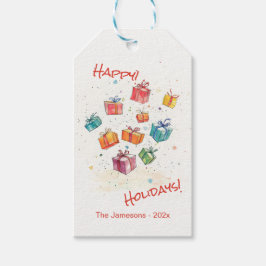 Niedliche Retro Happy Holidays Geschenkanhänger