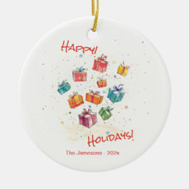 Niedliche Retro Happy Holidays Keramik Ornament