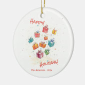 Niedliche Retro Happy Holidays Keramik Ornament (Links)