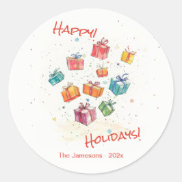 Niedliche Retro Happy Holidays Runder Aufkleber