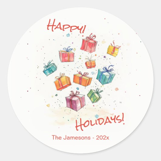 Niedliche Retro Happy Holidays Runder Aufkleber (Vorderseite)