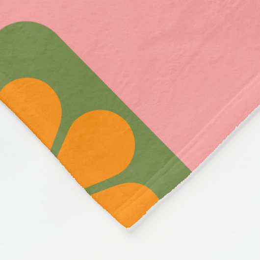 Niedliche Retro-Hippie-Blume-Checkbox rosa grün  Fleecedecke (Ecke)