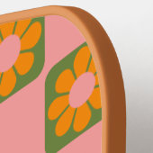 Niedliche Retro-Hippie-Blume-Checkbox rosa grün Pickleball Schläger (Linke Seite)