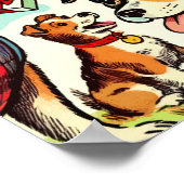 Niedliche Retro Hunde Comicen Poster (Ecke)