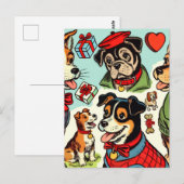 Niedliche Retro Hunde Comicen Postkarte (Vorne/Hinten)