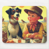 Niedliche Retro-Hunde und Kindermalerei Mousepad (Vorne)