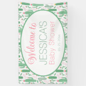 Niedliche Retro-Kaktus Sukkulente Baby-Dusche Banner (Vertikal)