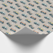Niedliche Retro-Kamera auf Sand Geschenkpapier (Ecke)