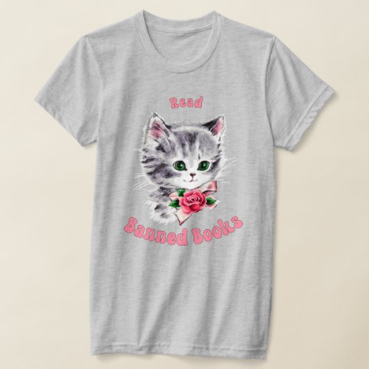 Niedliche Retro-Katze - Bücher lesen T-Shirt (Ablage )