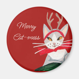 Niedliche Retro-Katze - Schlamassel - Weihnachten Magnet