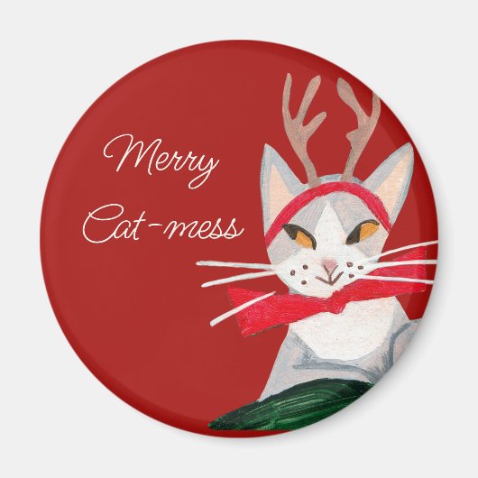 Niedliche Retro-Katze - Schlamassel - Weihnachten Magnet (Vorne)