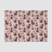 Niedliche Retro-Katzen auf rosa Weihnachten Seidenpapier (Vorderseite)
