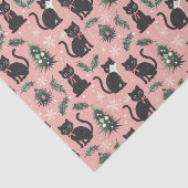 Niedliche Retro-Katzen auf rosa Weihnachten Seidenpapier (Ausschnitt)
