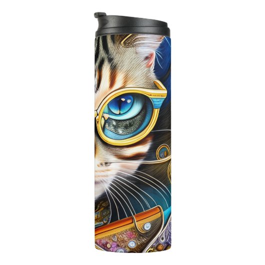 Niedliche Retro-Katzenbrille Thermosbecher (Nach rechts gedreht)
