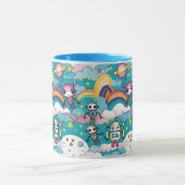 Niedliche Retro Kawaii Sci-Fi Roboter und Rainbows Tasse (Zentrum)