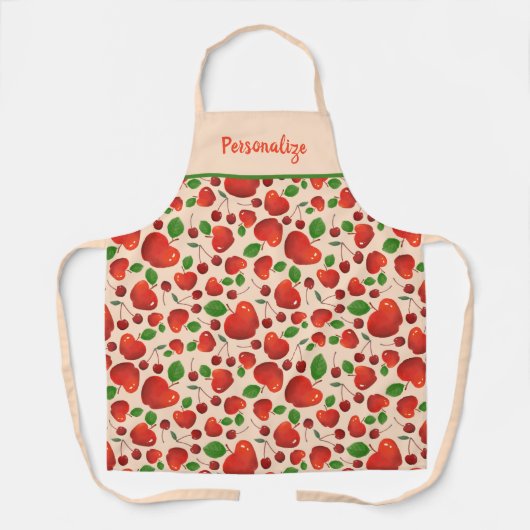 Niedliche Retro-Kirschen Obstgarten-Muster Schürze (Vorderseite)