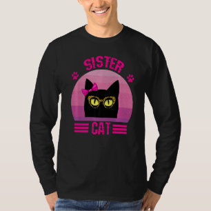 Niedliche Retro kleine Schwester Katze mit Leopard T-Shirt