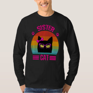 Niedliche Retro kleine Schwester Katze mit rosa Le T-Shirt
