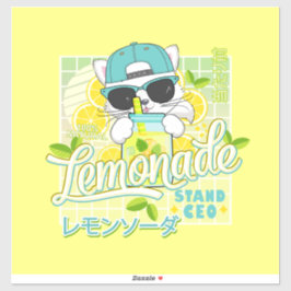 Niedliche Retro Lemonade Stand CEO Anime Cat Aufkleber