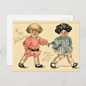 Niedliche Retro-Liebe-Kinderdarstellung Feiertagspostkarte (Vorne/Hinten)