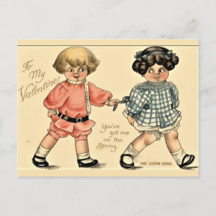 Niedliche Retro-Liebe-Kinderdarstellung Feiertagspostkarte