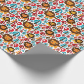 niedliche Retro Lion Kids-Illustration Geschenkpapier (Ecke)