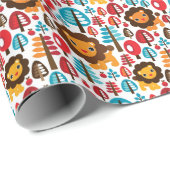 niedliche Retro Lion Kids-Illustration Geschenkpapier (Rolleneckpunkt)