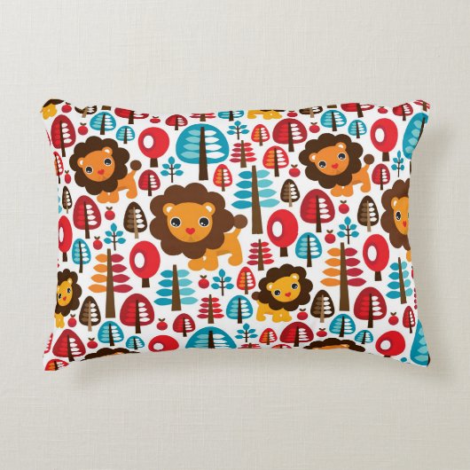 niedliche Retro Lion Kids-Illustration Zierkissen (Vorderseite)