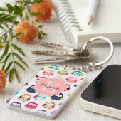 Niedliche Retro Litte Eulen mit Monogramm Schlüsselanhänger (Vorderseite rechts)