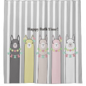 Niedliche Retro-Llamas Duschvorhang (Vorderseite)