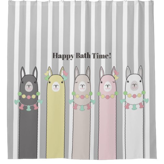 Niedliche Retro-Llamas Duschvorhang (Vorderseite)