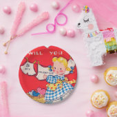 Niedliche retro Mädchen Valentine-Partyplatte Pappteller (Party)