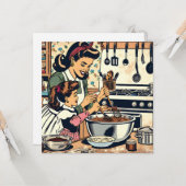 Niedliche Retro-Mama und Einzelbacken Karte (Vorderseite/Rückseite Beispiel)