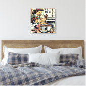 Niedliche Retro-Mama und Einzelbacken Leinwanddruck (Insitu (Schlafzimmer))
