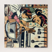 Niedliche Retro-Mama und Einzelbacken Puzzle (Horizontal)