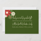 Niedliche Retro Modernes Blumenrot und Grün Dankeskarte (Rückseite)