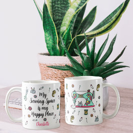 Niedliche Retro-Nähmaschine für Wasserfarben Kaffeetasse