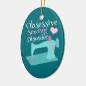 Niedliche Retro Nähmaschine-Näherin Keramikornament (Links)