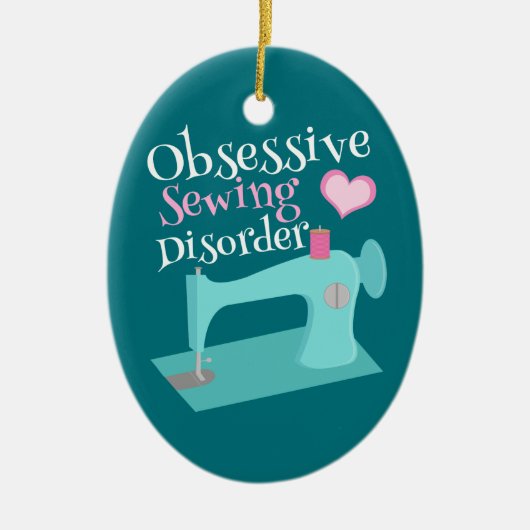 Niedliche Retro Nähmaschine-Näherin Keramikornament (Vorne)