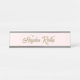 Niedliche Retro Pastel Pink Girl Boss Schreibtischnamensplakette
