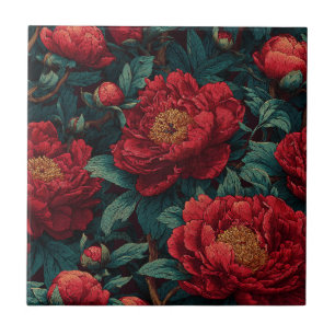 Niedliche Retro-Peonies-Fliesen für die rustikale Fliese