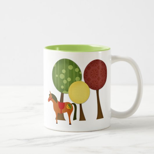 Niedliche Retro-Ponys und Treppenross Zweifarbige Tasse (Rechts)